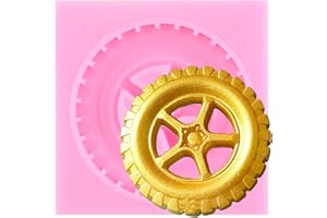 YIHUOMOLDS 3D Round Tire Fondant Mold Truck Wheel Shape Silicone Mold for Cake Decorating Cupcake Topper Chocolate Candy Gum 