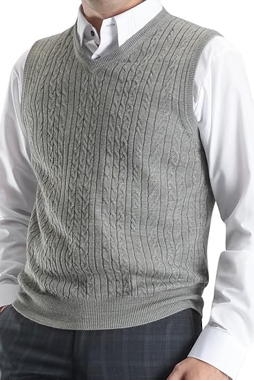 Amazon Attu Uomov天竺vネックケーブルニットベスト ウォッシャブルセーターlサイズ グレー 86 800 04 L ベスト 通販