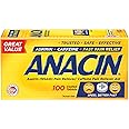 Anacin Fast Pain Relief, Aspirin + Caffeine Pain Reliever, 100 coated tablets