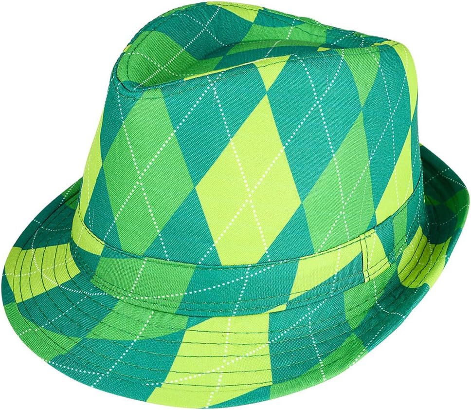 green plaid fedora hat