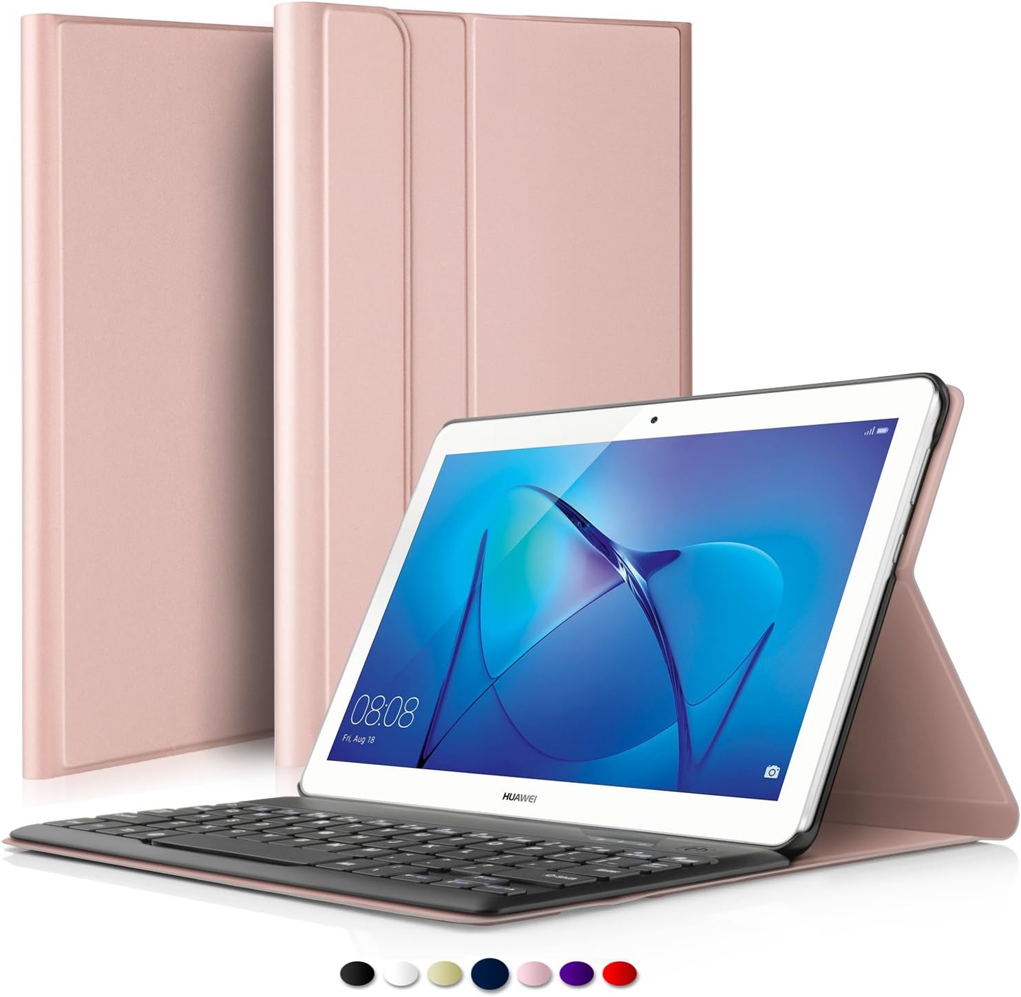 Luibor Huawei MediaPad T5 10 Keyboard Case Front Prop Stand Case with Removable Wireless Keyboard for Huawei MediaPad T5 10 Tablet (LightPink)