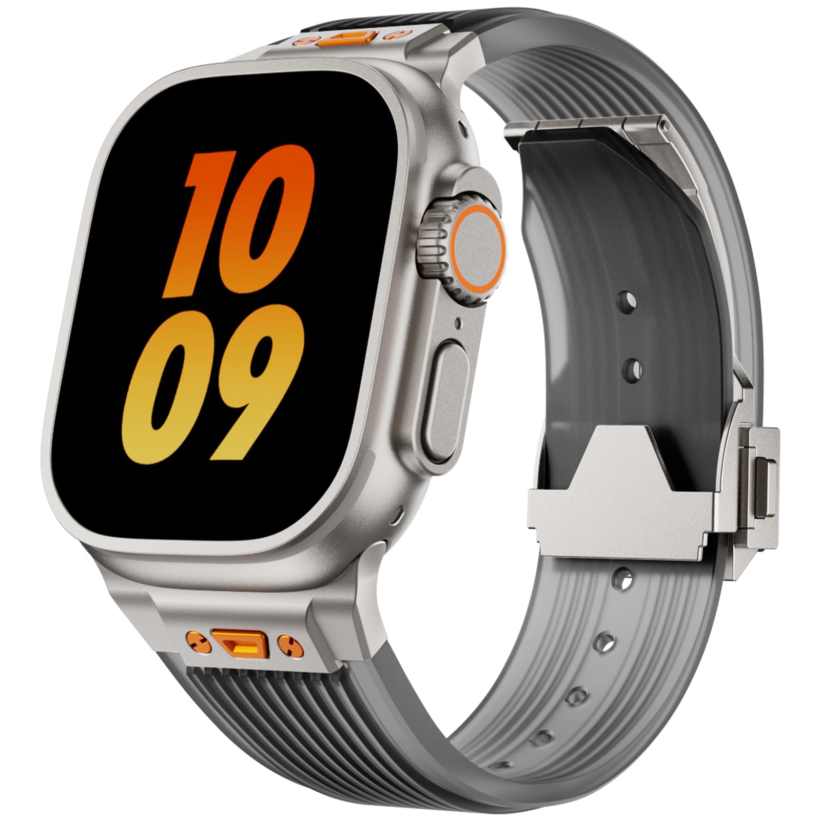 SEURE Strap for Apple Watch Ultra3/2/1 49mm,Series 9/8/7 45mm,Series SE2/6/SE/5/4 44mm,Series 3/2/1 42mm,Soft Silicone Sports Straps Robust Replacement Band with Metal Connector,Transparent Black