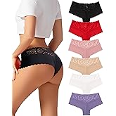 Sexy Underwear for Women Lace Cheeky Panties Breathable Bikini for Ladies 6 Pack