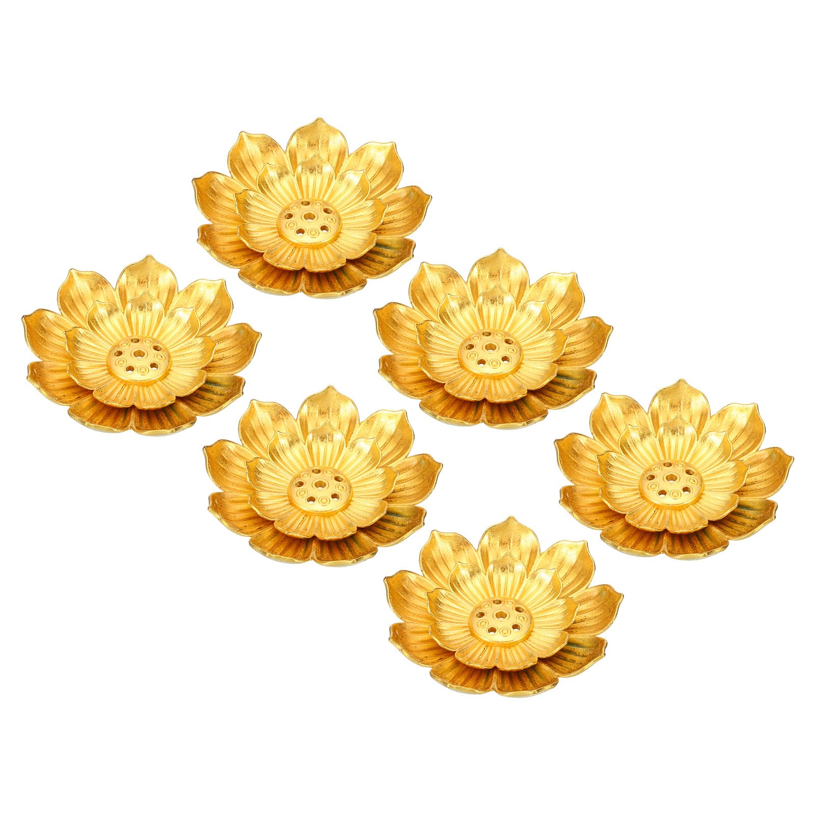 PATIKIL Lotus Incense Stick Holder, 6 Pack Alloy Incense Base Stand for Yoga Spa Room Home Office, Gold Tone 2.2