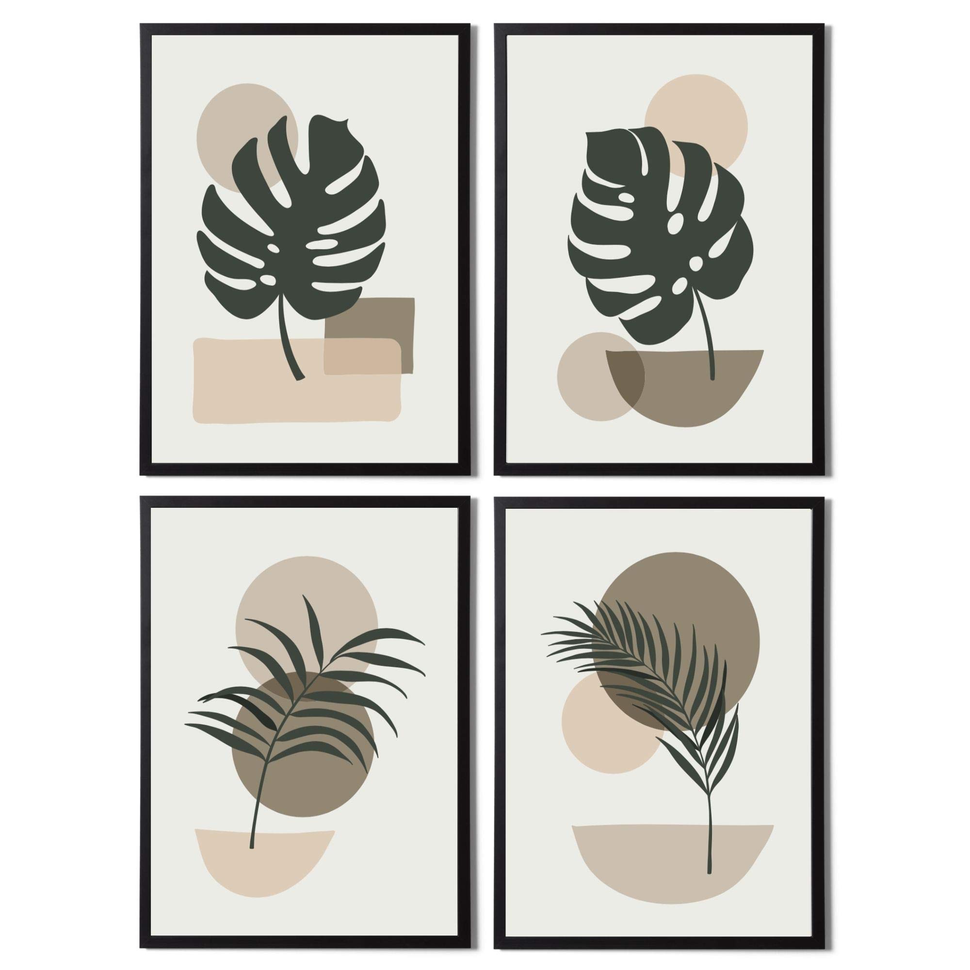 State Media Vision Minimalist Abstract Wall Art Set of 4 - Modern Home Decor Abstract Prints Collection - No Frame Included