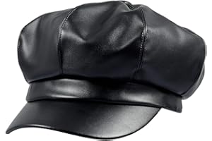 Sportmusies 8 Panels Newsboy Caps for Women, PU Leather Cabbie Painter Hat Gatsby Ivy Beret Cap