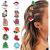 12 Pcs Christmas Claw Clips Christmas Elements Mini Hair Clips with Santa Claus Xmas Hat Gift Snowman Design Strong Hold Non Slip Small Hair Clips for Women Thick and Thin Hair Various Hairstyles