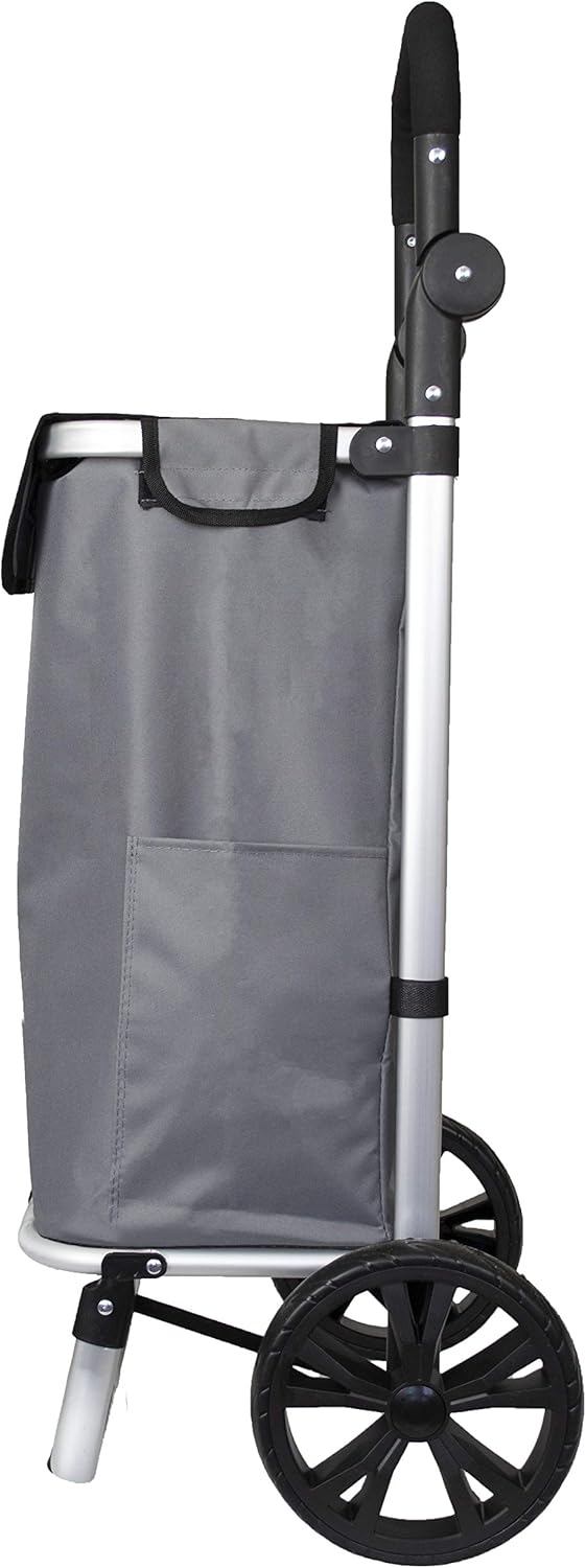 Aluminium Frame Shopping Trolley (Grey with Adjustable Handle) BigaMart