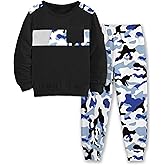 Qetobolly Boys Clothes Long Sleeve T-shirt and Camouflage Pants 2PC Fall Winter Outfits Kids Clothes Boys for 6-16 Years
