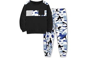 Qetobolly Boys Clothes Long Sleeve T-shirt and Camouflage Pants 2PC Fall Winter Outfits Kids Clothes Boys for 6-16 Years