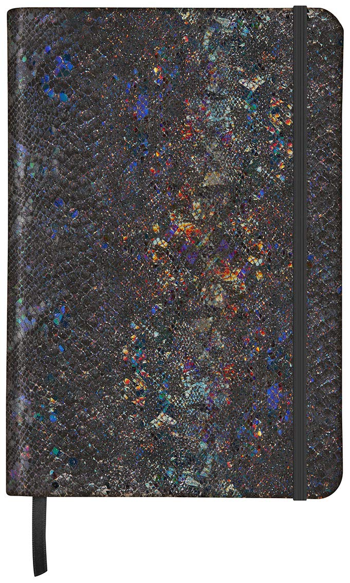 Clairefontaine 400108C - One A5 Notebook - Made of Genuine Lambskin Leather Soft Cover - 144 Ruled Pages - Dimensions: 14.8x21cm - Glossy Black Celeste Colour