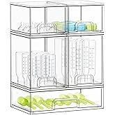 SpaceAid Bottle Storage Organizer Baby - Acrylic Bottles Station Organizer Container, Stackable Clear Drawers for Countertop, Vanity, Bathroom, Cabinet, Pantry Organization, 5 Pack, 2S2M1L, 15.4" H