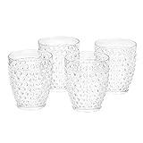 Amazon Basics Tritan Hobnail Texture Double Old Fashioned Glasses - 13-Ounce, Set of 4