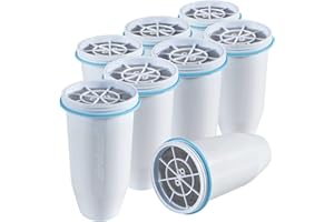 Zeroliquid ZR-017 Water Filter Replacement for Water Pitchers and Dispensers, Advanced 6-Stage Filter to Remove 99.9% Lead, Chlorine, Fluoride, Heavy Metals, BPA Free (8 Pack)