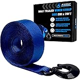 AXSIPEIX Boat Winch Strap with Hook (2" x 20ft) - 18,000lb Break Strength, Heavy Duty Replacement Trailer Winch Strap with Safety Hook - Fits Pontoon, Fishing Boat, Powerboat &amp; Jet Ski Trailers.