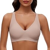 WOWENY Wireless Push Up Bras for Women Comfortable Seamless Full Coverage Bralettes V Padded No Underwire Everyday Bra