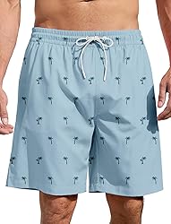 Lzzidou Men's Swim Trunks 8 Inch Inseam Mesh Lining