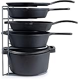 Heavy Duty Pan Organizer, Extra Large 5 Tier Rack - Holds Cast Iron Skillets, Dutch Oven, Griddles - Durable Steel Constructi