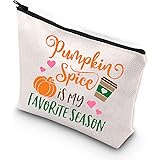 MNIGIU Pumpkin Spice Makeup Cosmetic Bag Pumpkin Spice Is My Favorite Season Autumn Coffee Lover Gift Zipper Pouch (Pumpkin b