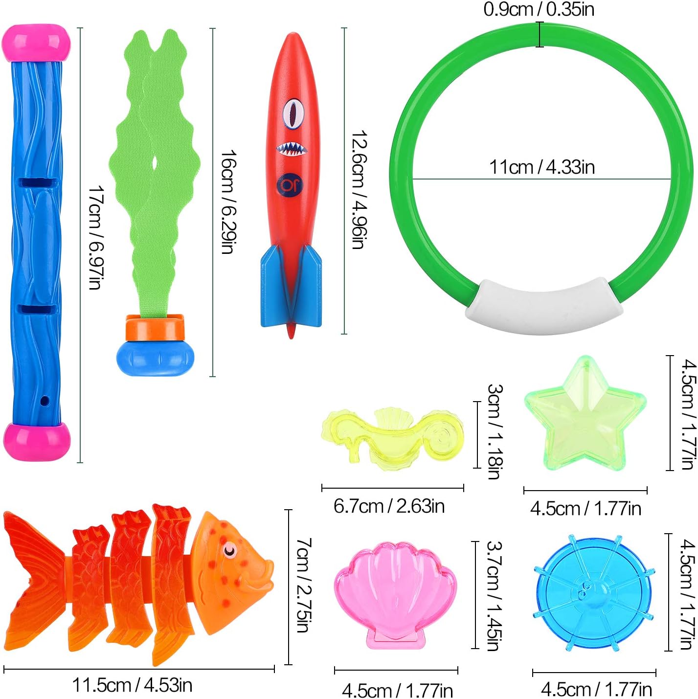 Auney 26 Pcs Diving Toy Set Underwater Swimming Diving Rings, Diving