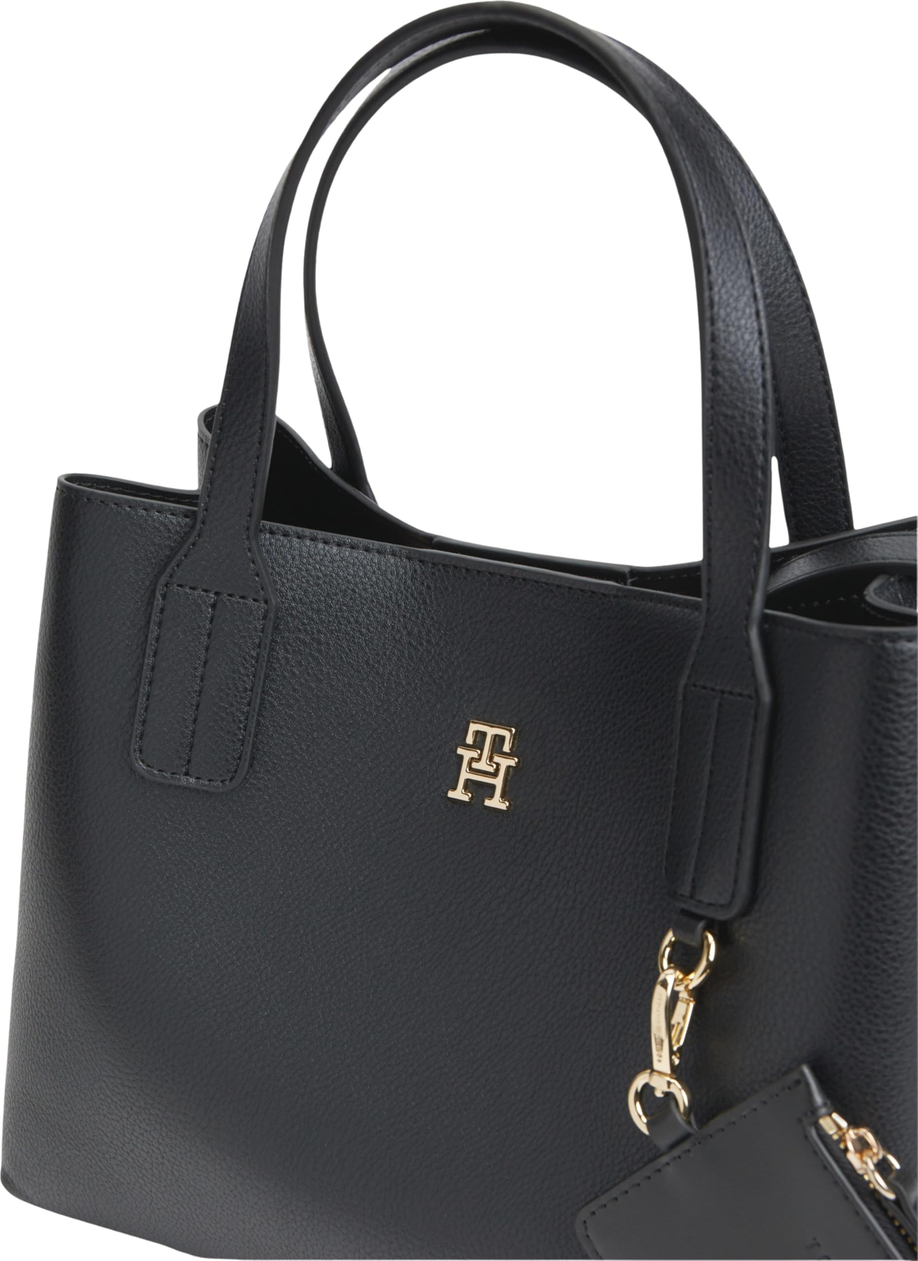 Tommy Hilfiger Damen Th Icon Mini Satchel AW0AW18722 Umhängetasche, Schwarz, Einheitsgröße 4