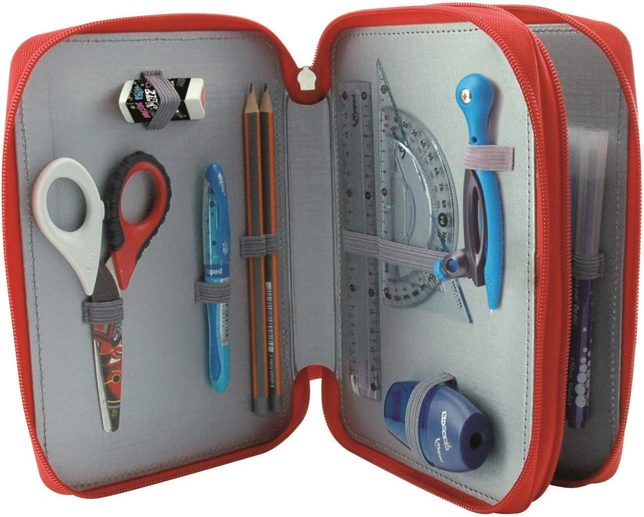 Maped - Plumier 34 Pieces with Two Floors Cars Rojo y negro, Rojo Y Black, 6.35 cm (L) x 19.2 cm (W) x 29.6 cm (H) - Image 3