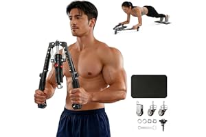 Muscle Trainer - Full-Bodystrength At Home,Hydraulic Arm Exerciser, with Ab Roller Wheel,Adjustable 22-440lb,Portable Chest M