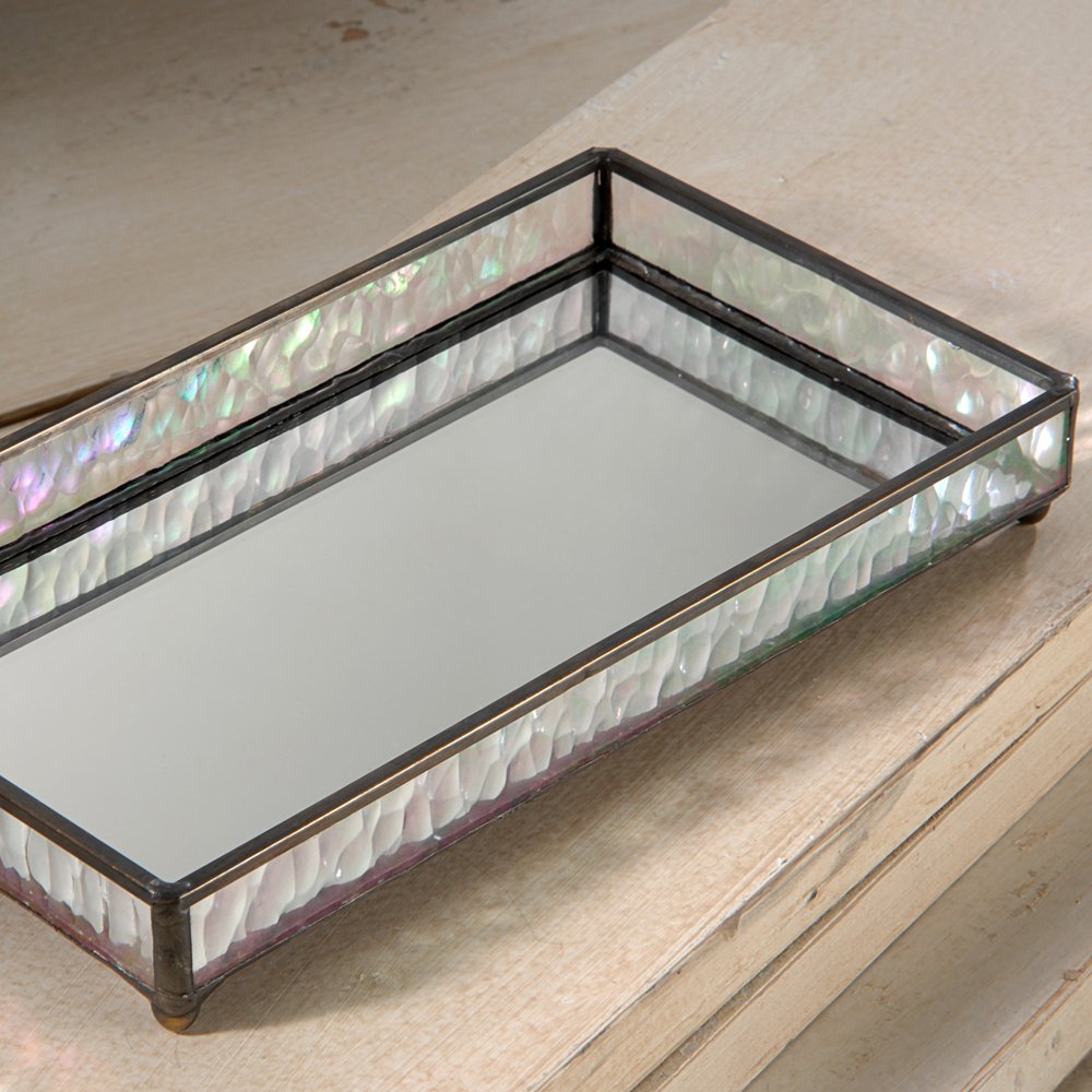 J Devlin TRA 101 Glass Jewelry Tray with Mirrored Bottom Vanity