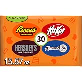 Hershey Assorted Chocolate Snack Size, Candy Bag, 15.57 oz (30 Pieces) | Assorted HERSHEY'S chocolate snack size bars, individually wrapped for sharing, parties and candy bowls.