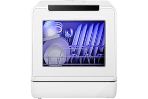 EUHOMY Countertop Dishwasher Portable with 8 Programs, 5L Built-in Water Tank, 167℉ High-Temp, No Hookup Needed, Portable Dishwasher with Slef-Clean/Baby Care/Air Dry/Quick/ECO/Fruit/Normal Mode