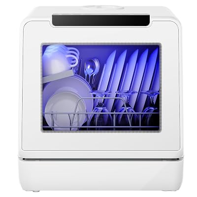 EUHOMY Countertop Dishwasher Portable with 8 Programs, 5L Built-in Water Tank, 167℉ High-Temp, No Hookup Needed, Portable Dishwasher with Slef-Clean/Baby Care/Air Dry/Quick/ECO/Fruit/Normal Mode