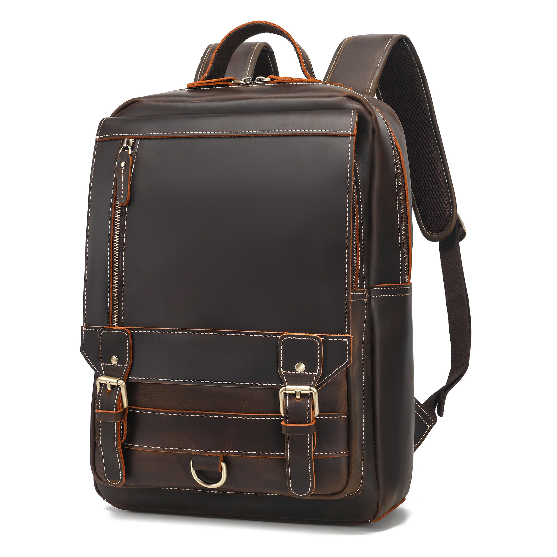 Photo 1 of LANNSYNE Vintage Genuine Leather Backpack For Men Fits up to 16" Laptop Travel Hiking Rucksack