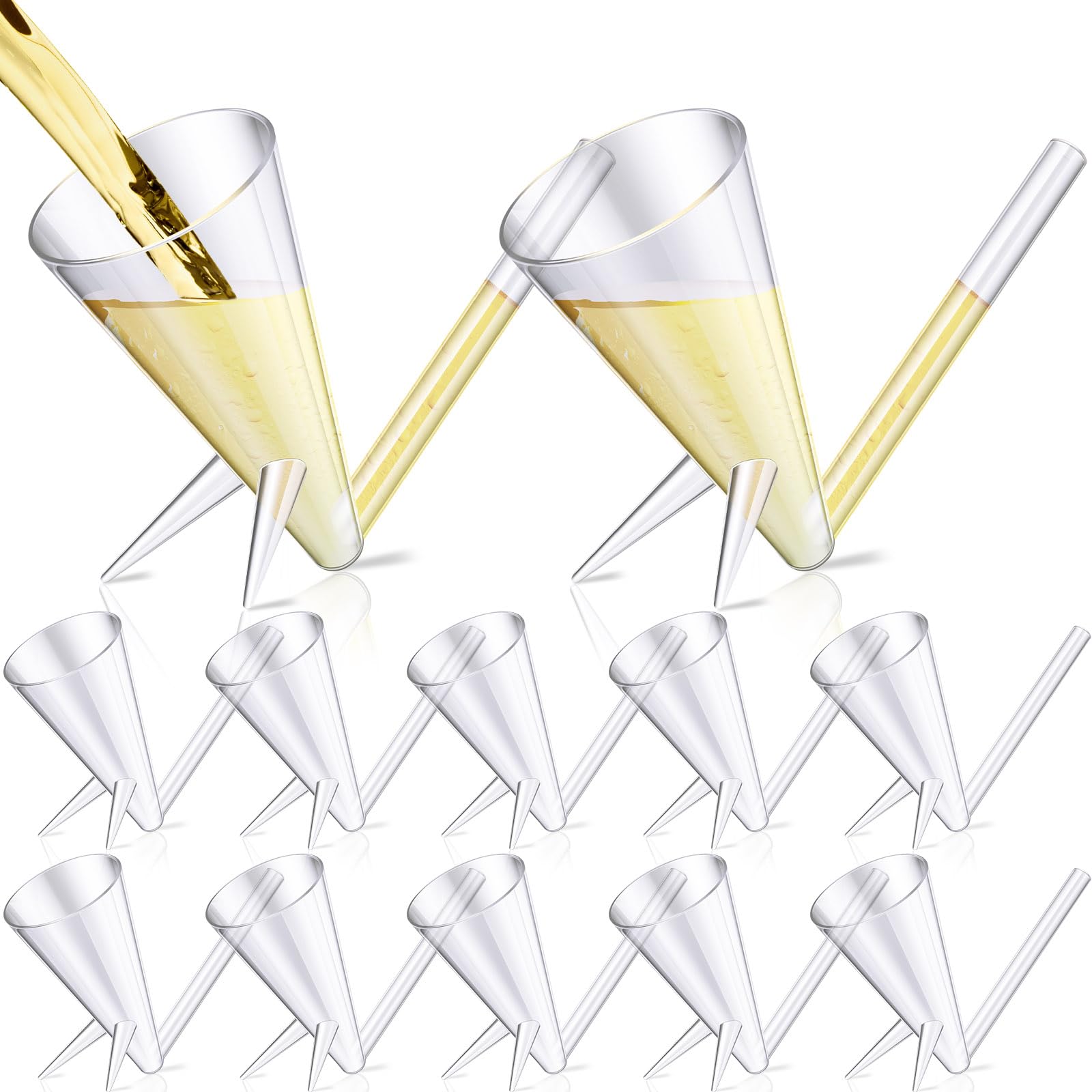 Photo 1 of Gerrii 12 Pcs Clear Champagne Shooter Champagne Glasses with Stand Reusable Unbreakable Acrylic Flute Shooter for Christmas Bar Party Supplies Decor Bachelorette Party Gifts