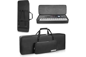 ORKELS 76 Key Keyboard Case, 10mm Pearl Cotton Full Padded Electric Piano Keyboard Gig Bag, with Handles, Adjustable Shoulder Straps, and Large Accessory Pocket