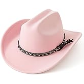 Jastore Kids Cowboy Hat for Girls Boys Western Cowgirl Hat with Buckle Belt Cattleman Style Cowboy Hat