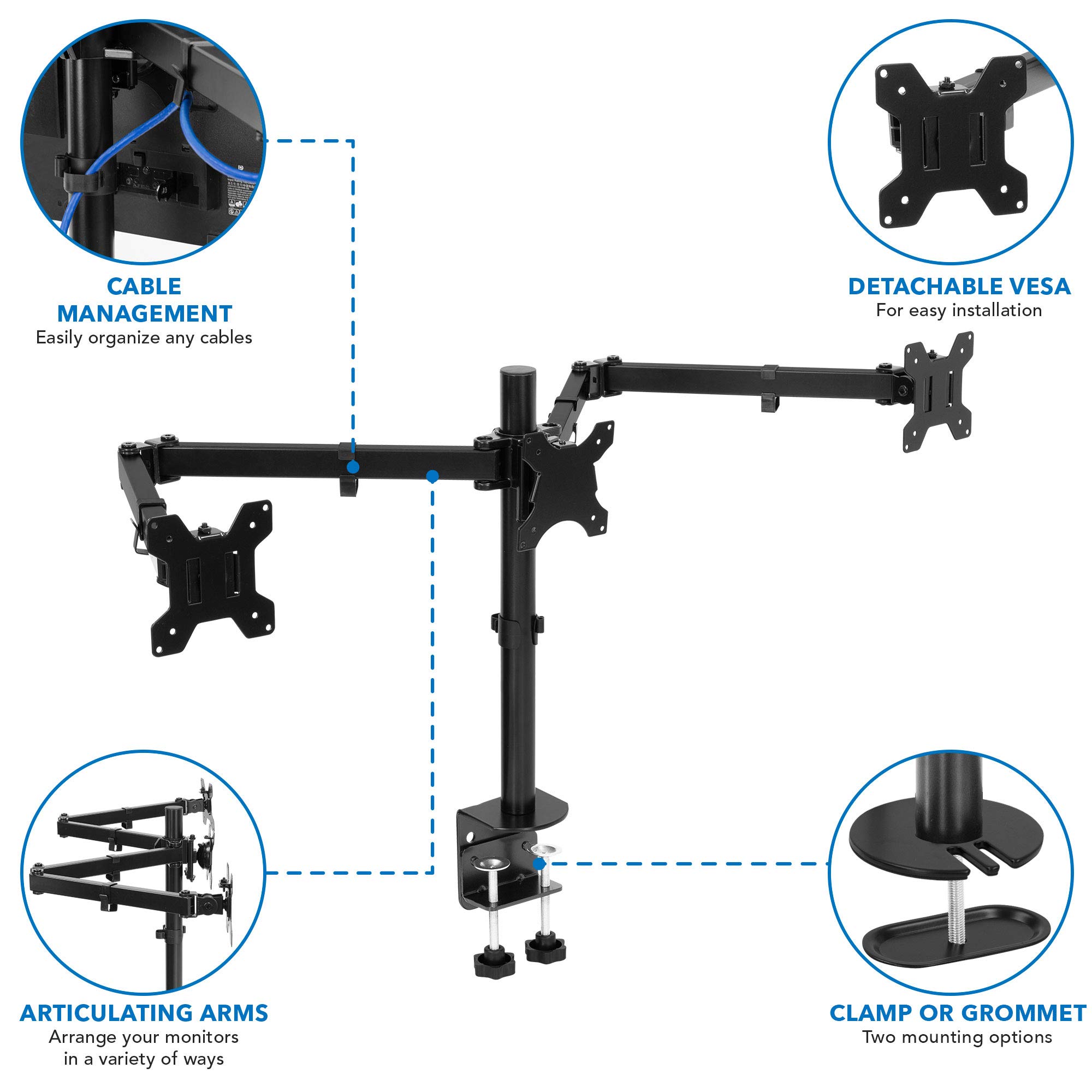 Mua Mount-It! Triple Monitor Mount | 3 Computer Screen Desk Stand with ...