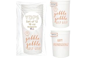 YOUR DREAM PARTY SHOP Thanksgiving Cups, "Gobble Gobble Gulp Gulp",12 Pcs Friendsgiving Cups Disposable, 16oz Thanks giving Plastic Cup, Funny Thanksgiving Cup, Perfect Party Favors For Friendsgiving Decorations