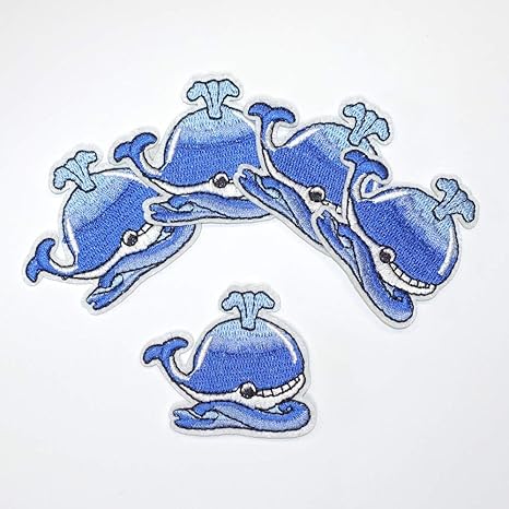 Amazon ワッペン アイロン 刺繍 おしゃれ アップリケ 保育園 幼稚園 などの目印に使いやすい 5枚セット クジラ ワッペン アップリケ 通販