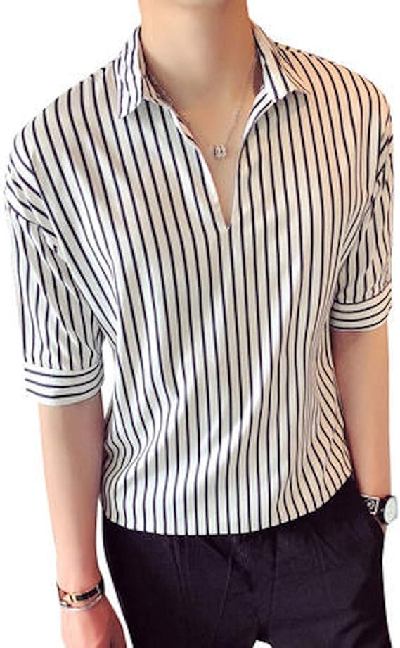 ワイシャツ 半袖 メンズ カジュアルシャツ Yシャツ インナー トップス アメカジ オシャレ ブラック L シャツ 通販 Amazon