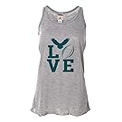 Go All Out Screenprinting Small Heather Grey Womens Love Football Philadelphia Flowy Racerback Tank Top T-Shirt