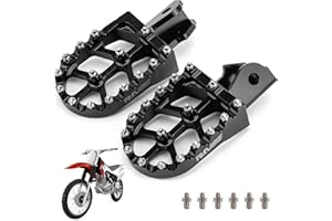 RKV86 Dirt Bike Foot Pegs with Replacement Spike, Wider Footpegs, Aluminum CNC, Pedals Rests for CRF150F 03-19, CRF230F 03-19, KDX200 83-94, Surron Light Bee, Sur X160 X260 (Black)