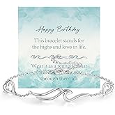 ACJFA Friend Birthday Gifts for Women 925 Sterling Silver Wave Bracelet for Women (Happy Birthday)
