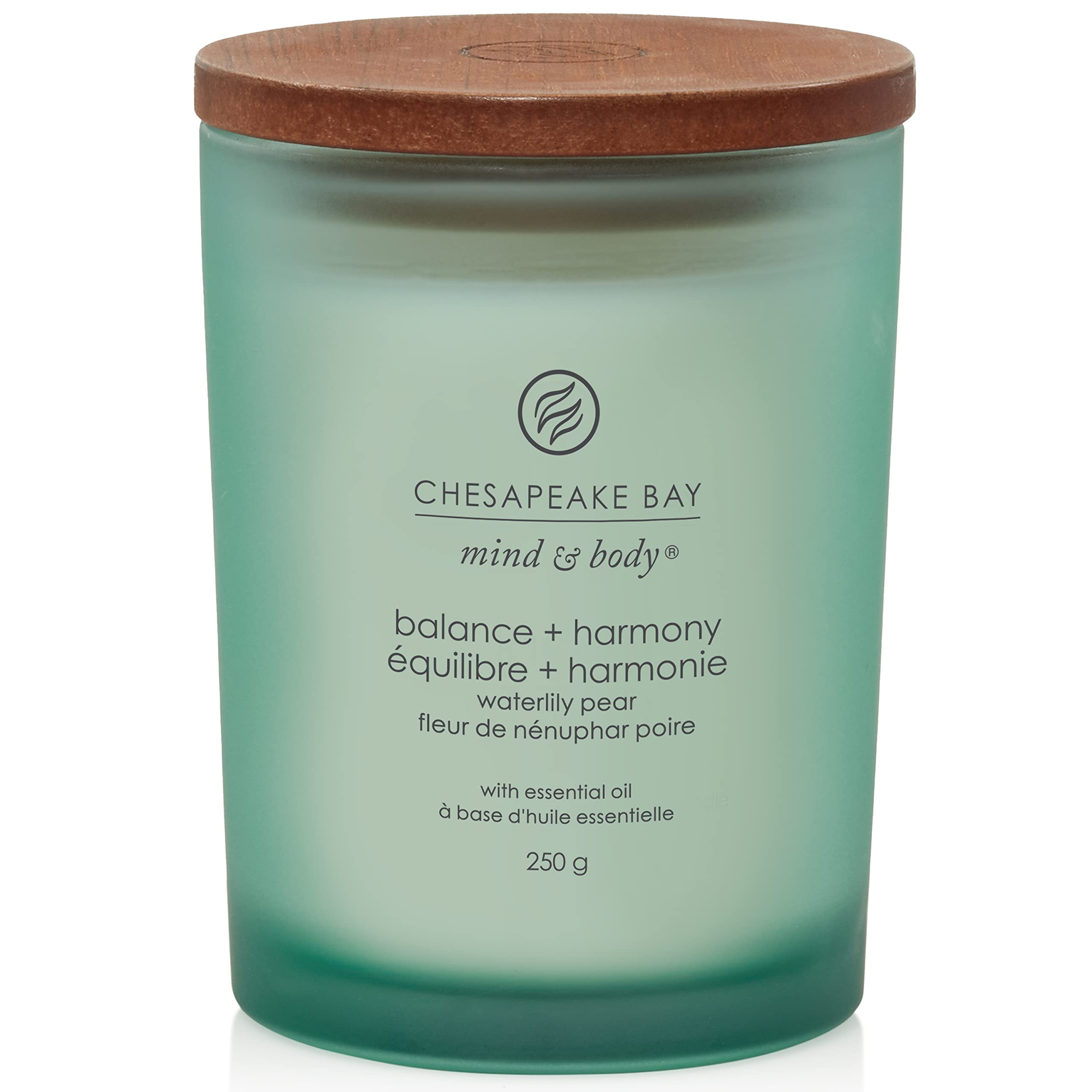 Chesapeake Bay Scented Candle | Balance + Harmony (Water Lily Pear) Medium Aromatherapy Tumbler Candle | Burn Time: Up to 57 Hours | Mind & Body Collection | Gifts for Women