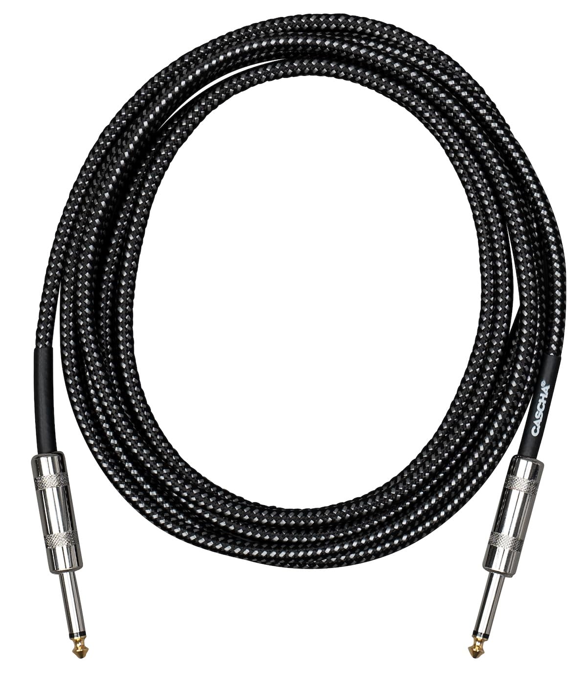 CASCHA Standard Line Guitar Cable, Straight, Black Tweed, 6 m