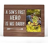 FONDCANYON A Son's First Hero is His Daddy Picture Photo Frame,Dad Father Gifts Picture Frame,Daddy Dad Father's Day Birthday Christmas Gifts,Father Dad Gifts from Son Kids(4x6 Inch Photo)