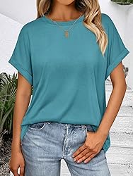 AUTOMET Womens Summer Tops Oversized Short Sleeve
