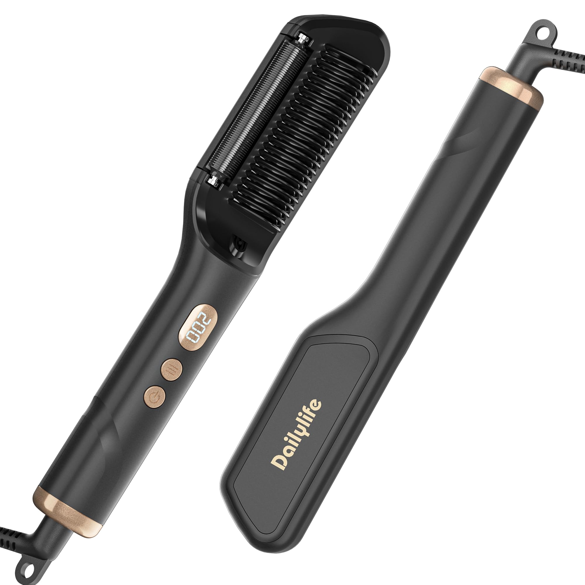 Photo 1 of ***FACTORY SEAL***

DAILYLIFE Hair Straightener, Straightening Brush with Oil-Infused, Ionic Straightening Tool 20s Fast Heating, 9 Temps, LCD Display Hot Comb, Dual Voltage Flat Iron, Black