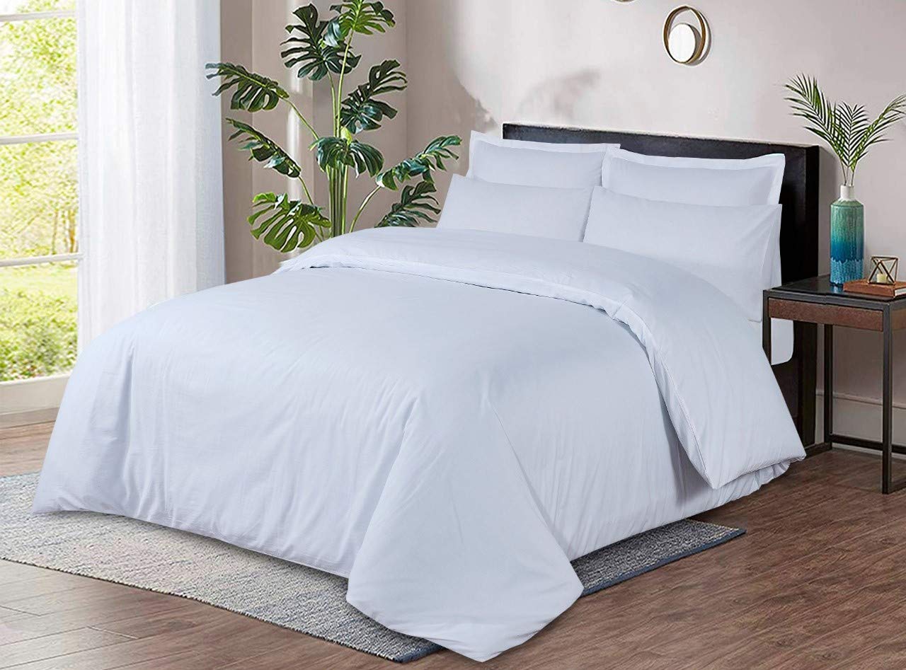 LinenZone - 800 Thread - 100% Pure Egyptian Cotton - Super Soft - 7 Star Hotel Quality - Duvet Cover Set (White, King)