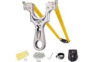 HQSY Slingshot,Metal Slingshot Professional Hunting Slingshot with Heavy Duty Launching Bands, High Velocity Catapult