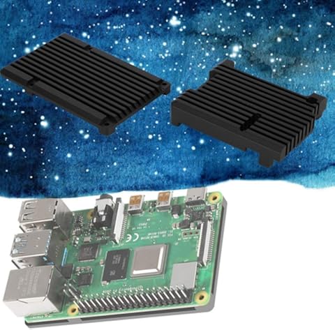 Dgtrhted CNC de aleación de Aluminio Caso del recinto de Caja de protección y sin Ventilador for Raspberry Pi 4B (Negro)